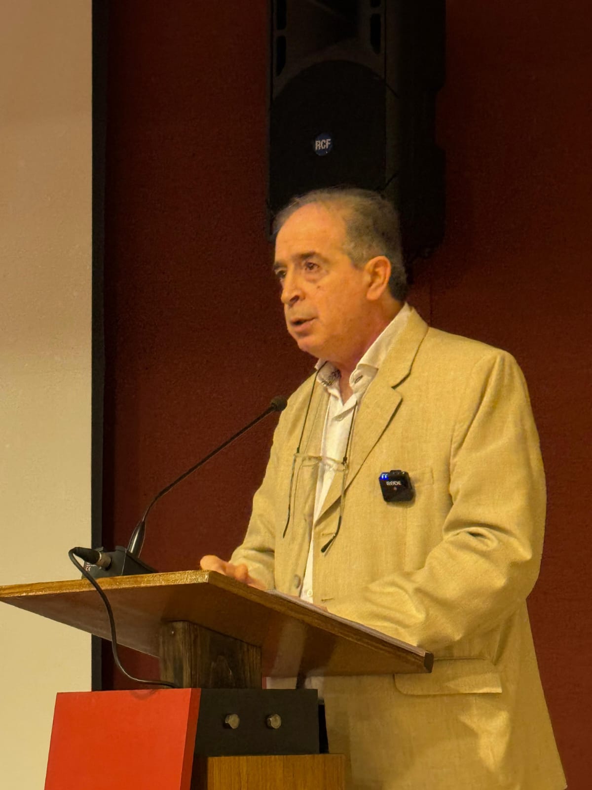 Un orador durante su exposición en el atril del congreso